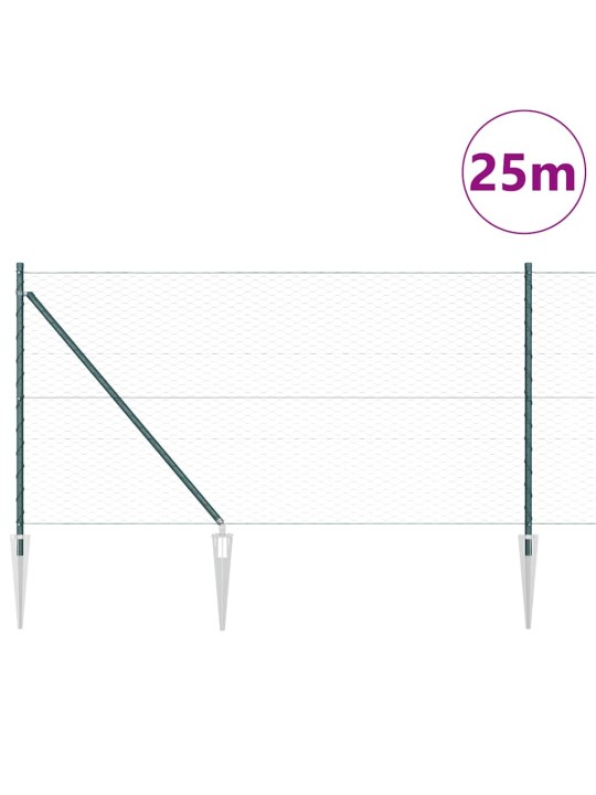 Aed koos postidega roheline 1 x 25 m pvc kaetud teras