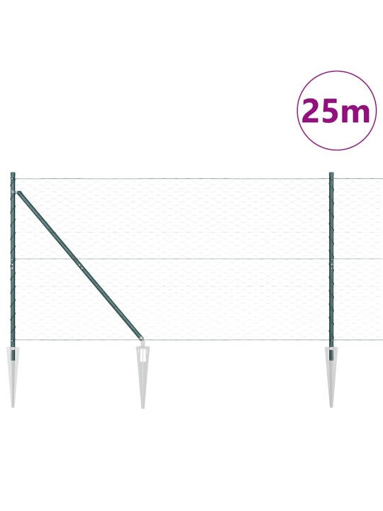 Aed koos postidega roheline 1.4 x 25 m pvc kaetud teras