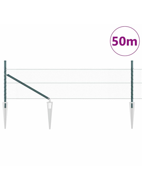 Aed koos postidega roheline 0.4 x 50 m pvc kaetud teras