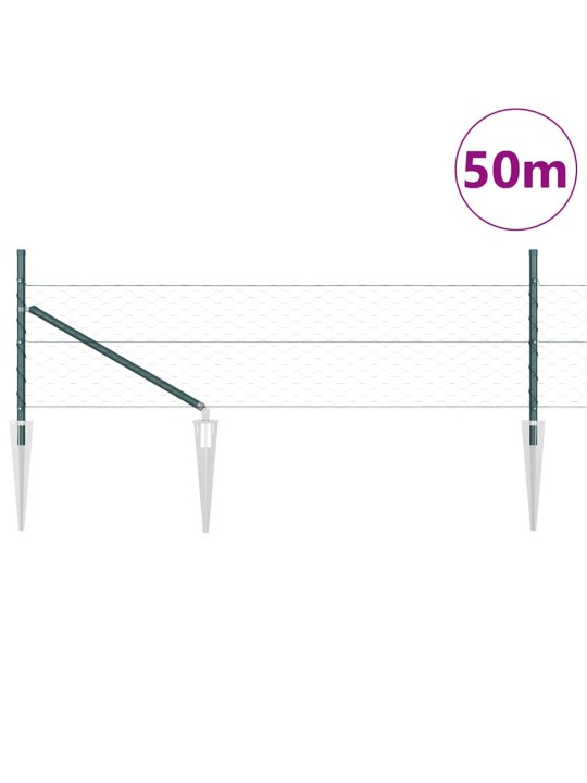 Aed koos postidega roheline 0.4 x 50 m pvc kaetud teras