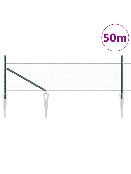 Aed koos postidega roheline 0.5 x 50 m pvc kaetud teras