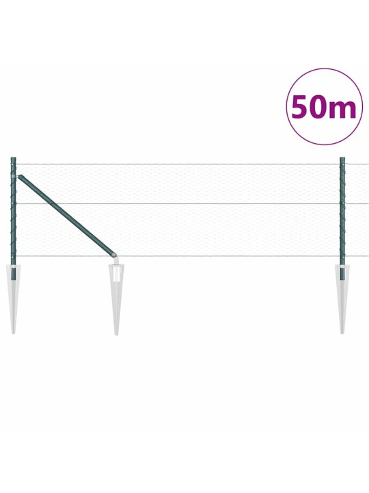 Aed koos postidega roheline 0.6 x 50 m pvc kaetud teras