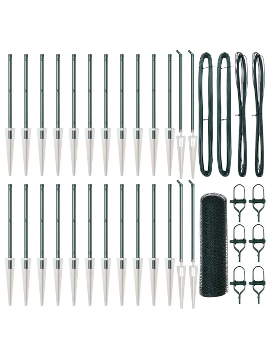 Aed koos postidega roheline 1 x 50 m pvc kaetud teras