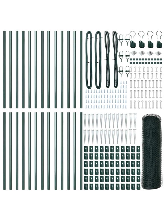 Aed koos postidega roheline 1 x 50 m pvc kaetud teras