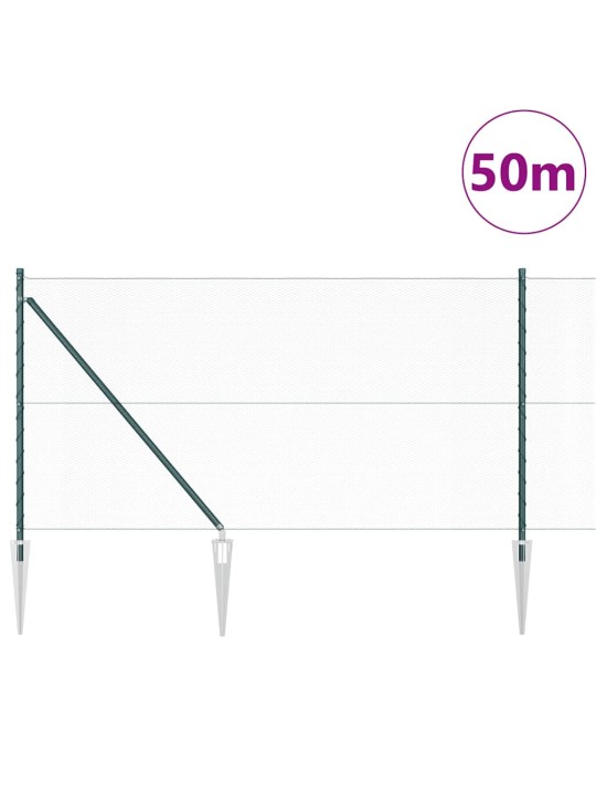 Aed koos postidega roheline 1 x 50 m pvc kaetud teras