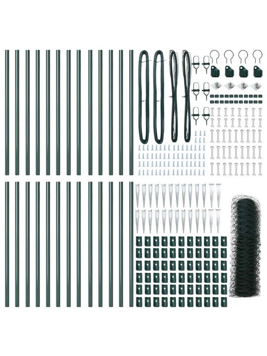 Aed koos postidega roheline 1 x 50 m pvc kaetud teras