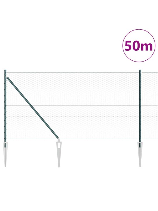 Aed koos postidega roheline 1 x 50 m pvc kaetud teras