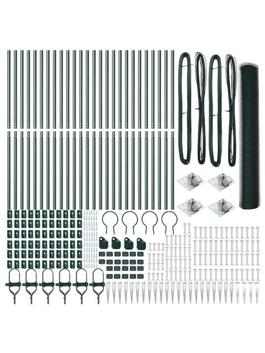Aed koos postidega roheline 1.2 x 50 m pvc kaetud teras