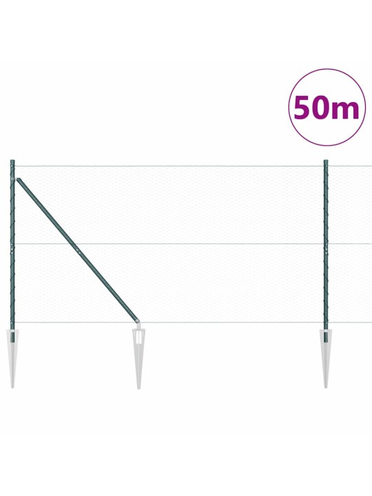 Aed koos postidega roheline 1.2 x 50 m pvc kaetud teras