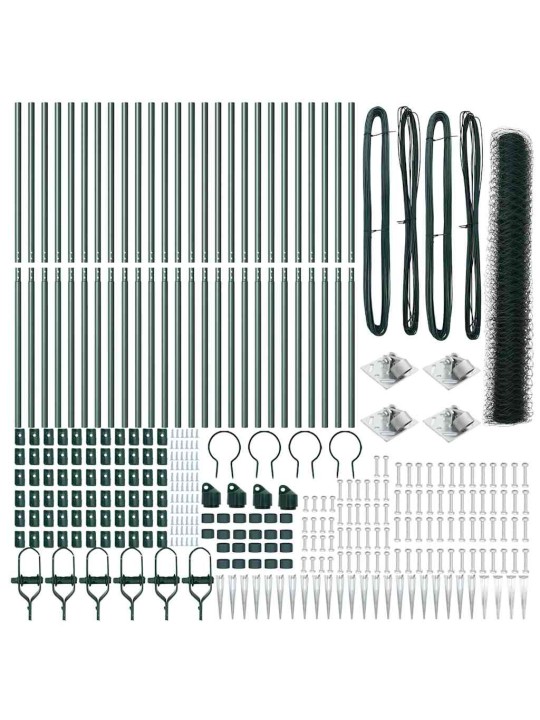 Aed koos postidega roheline 1.2 x 50 m pvc kaetud teras