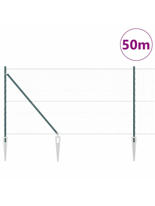 Aed koos postidega roheline 1.2 x 50 m pvc kaetud teras