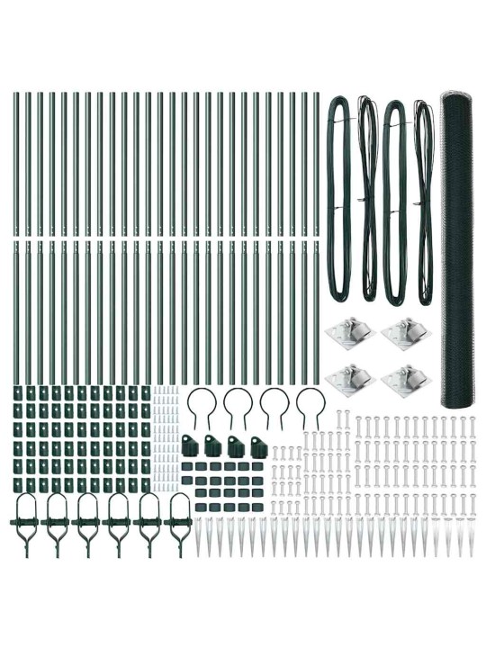 Aed koos postidega roheline 1.5 x 50 m pvc kaetud teras