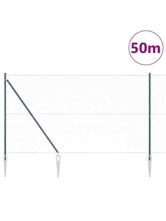 Aed koos postidega roheline 1.5 x 50 m pvc kaetud teras