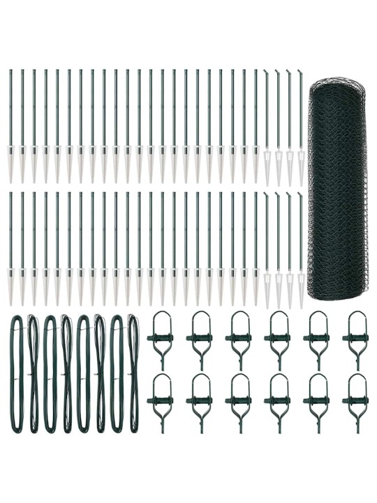 Aed koos postidega roheline 0.4 x 100 m pvc kaetud teras