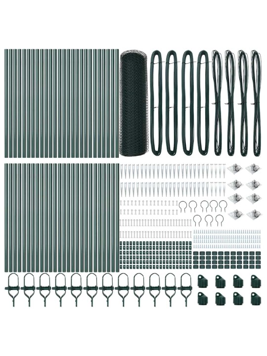 Aed koos postidega roheline 0.4 x 100 m pvc kaetud teras