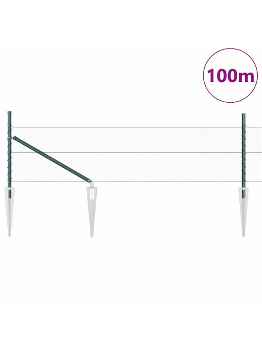 Aed koos postidega roheline 0.4 x 100 m pvc kaetud teras