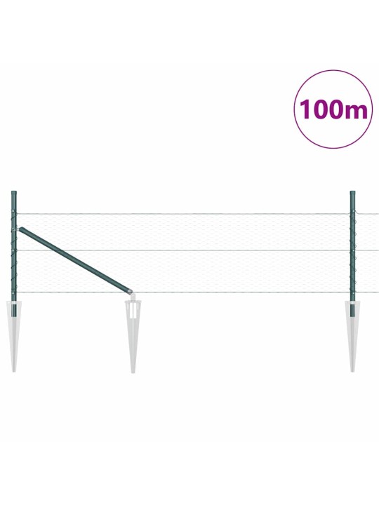 Aed koos postidega roheline 0.5 x 100 m pvc kaetud teras