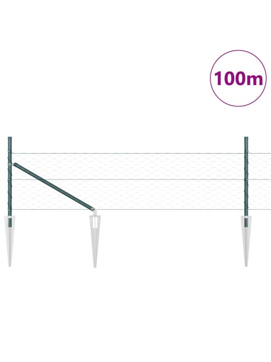 Aed koos postidega roheline 0.5 x 100 m pvc kaetud teras