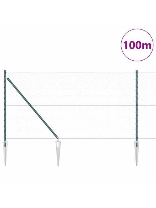 Aed koos postidega roheline 1 x 100 m pvc kaetud teras
