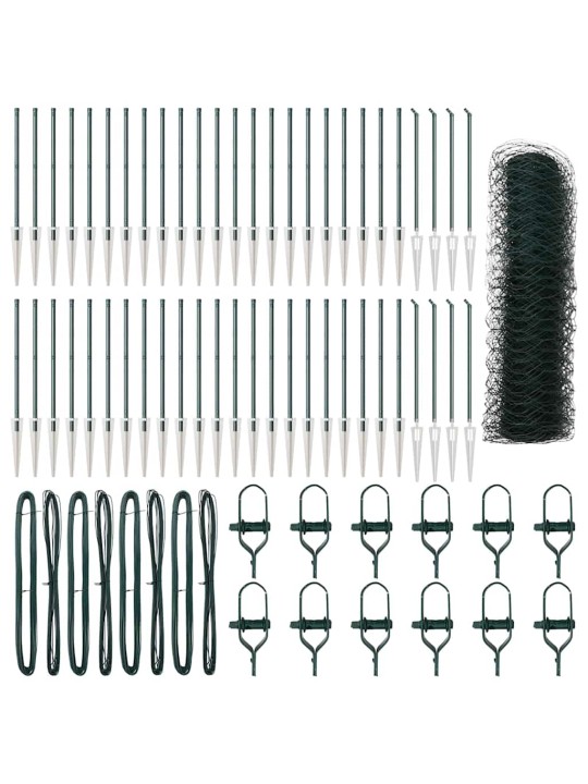 Aed koos postidega roheline 1 x 100 m pvc kaetud teras