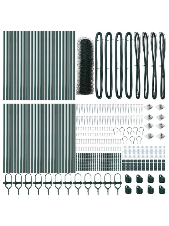 Aed koos postidega roheline 1 x 100 m pvc kaetud teras