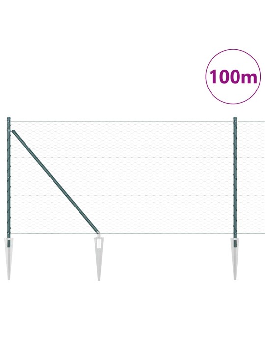 Aed koos postidega roheline 1 x 100 m pvc kaetud teras