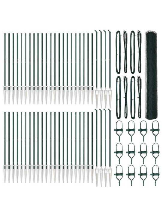 Aed koos postidega roheline 1.2 x 100 m pvc kaetud teras