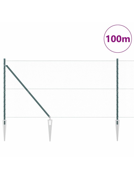 Aed koos postidega roheline 1.2 x 100 m pvc kaetud teras