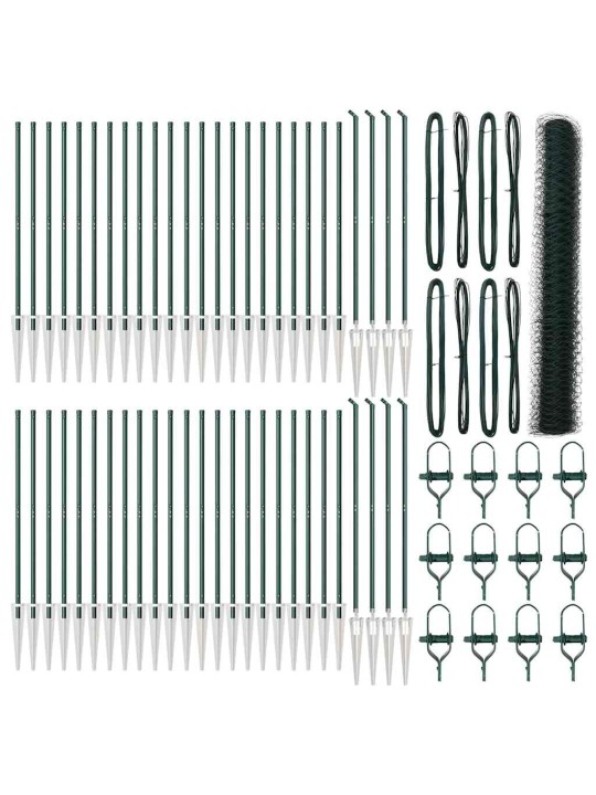 Aed koos postidega roheline 1.2 x 100 m pvc kaetud teras