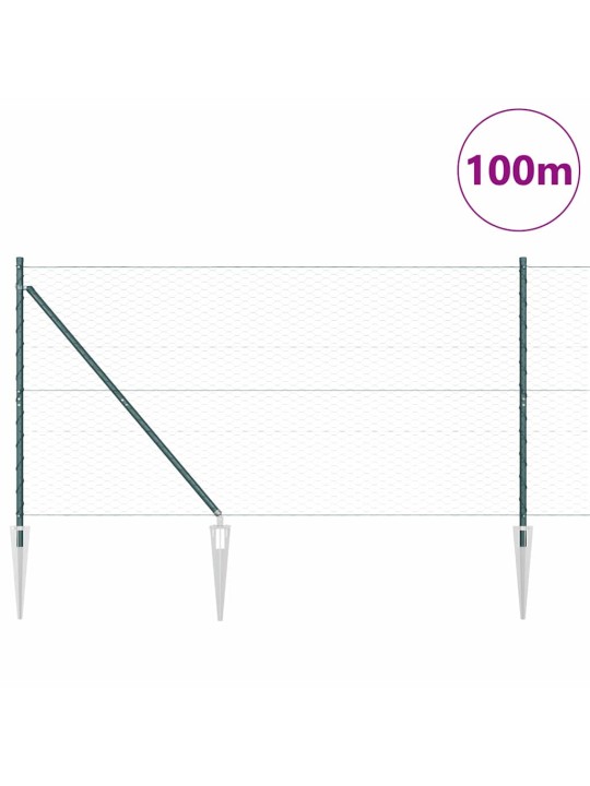 Aed koos postidega roheline 1.4 x 100 m pvc kaetud teras