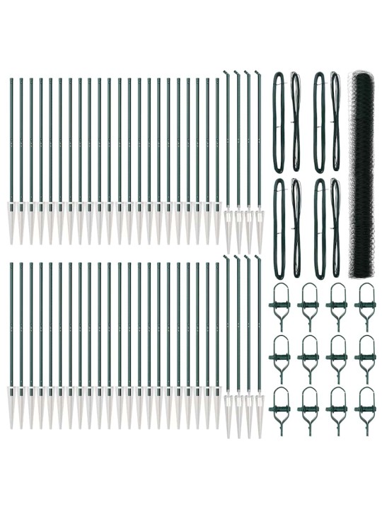Aed koos postidega roheline 1.5 x 100 m pvc kaetud teras