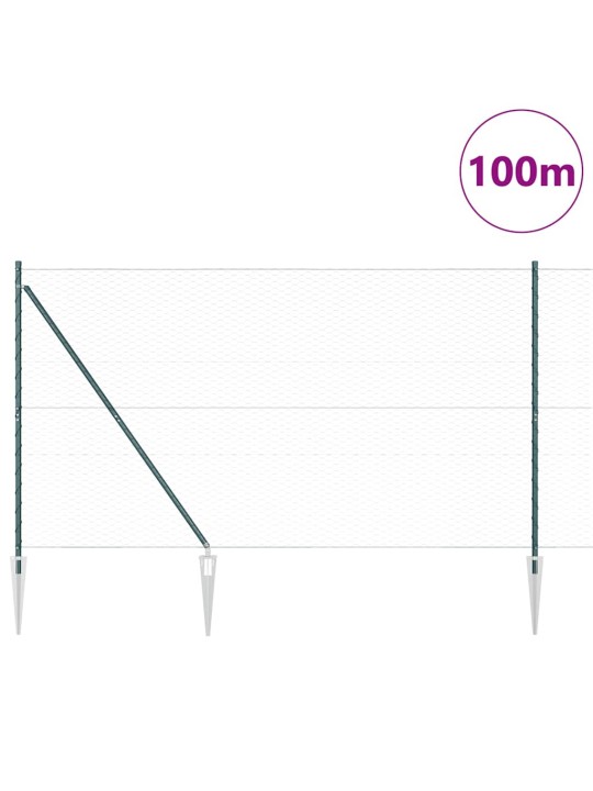 Aed koos postidega roheline 1.5 x 100 m pvc kaetud teras