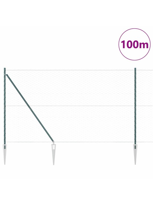 Aed koos postidega roheline 1.6 x 100 m pvc kaetud teras