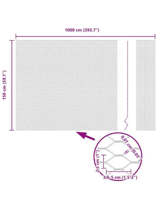 Aed koos postidega hall 1.5 x 10 m pvc kaetud teras