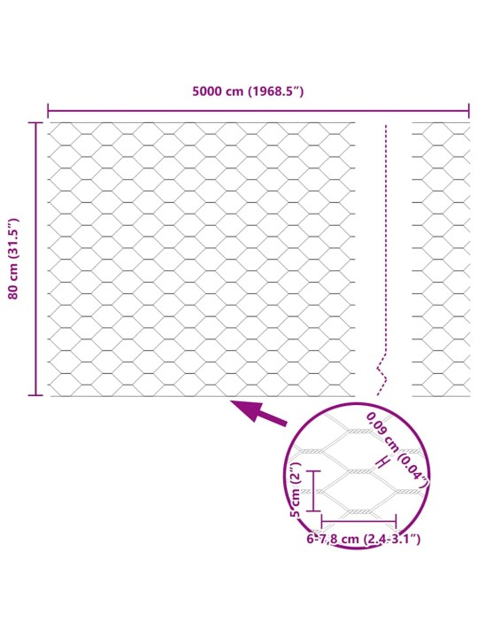 Aed koos postidega hall 0.8 x 50 m pvc kaetud teras