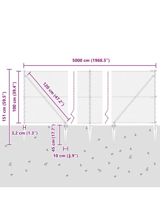 Aed koos postidega hall 1 x 50 m pvc kaetud teras