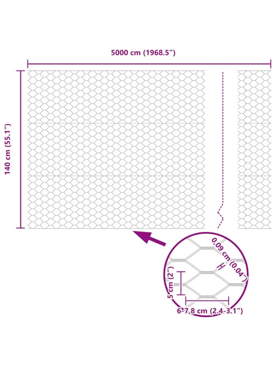Aed koos postidega hall 1.4 x 50 m pvc kaetud teras