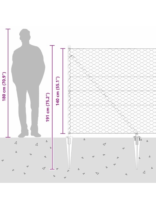 Aed koos postidega hall 1.4 x 50 m pvc kaetud teras