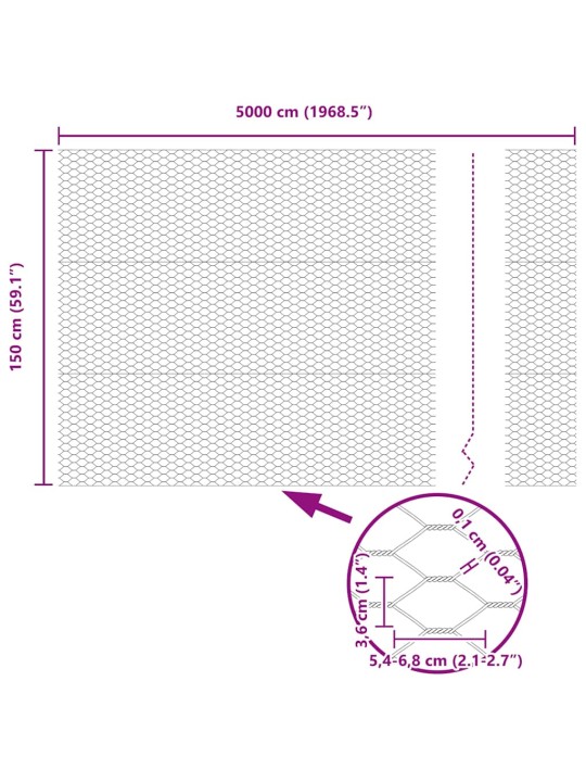 Aed koos postidega hall 1.5 x 50 m pvc kaetud teras