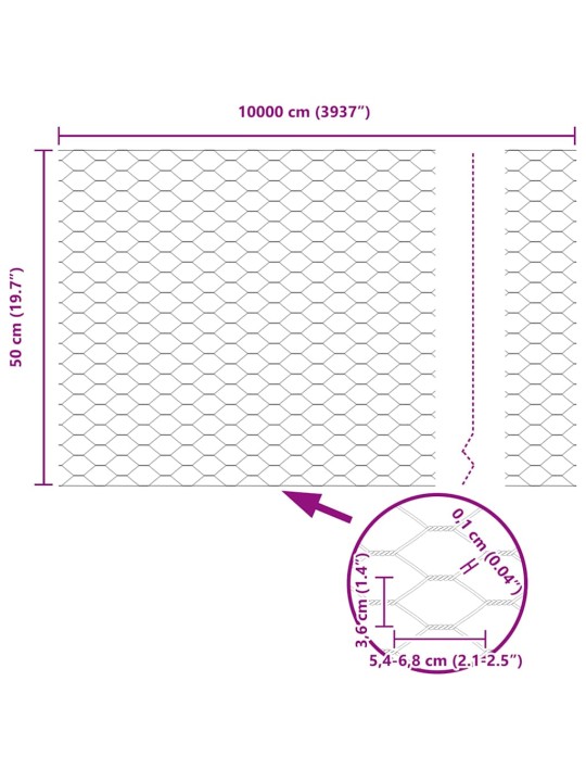 Aed koos postidega hall 0.5 x 100 m pvc kaetud teras