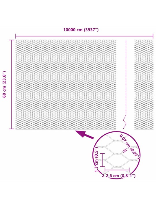 Aed koos postidega hall 0.6 x 100 m pvc kaetud teras