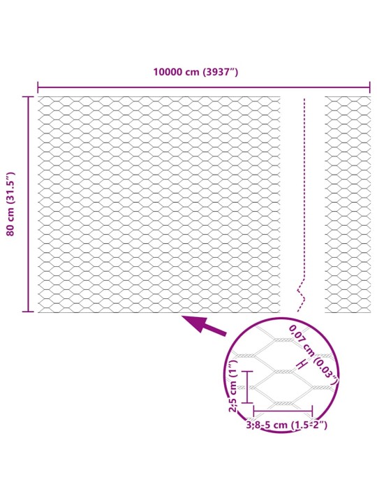 Aed koos postidega hall 0.8 x 100 m pvc kaetud teras
