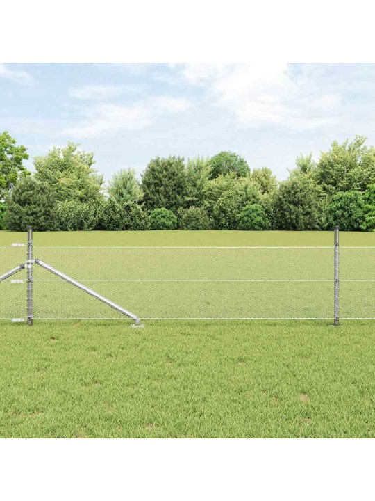 Aed koos postidega hõbedane 0.4 x 10 m pvc kaetud teras