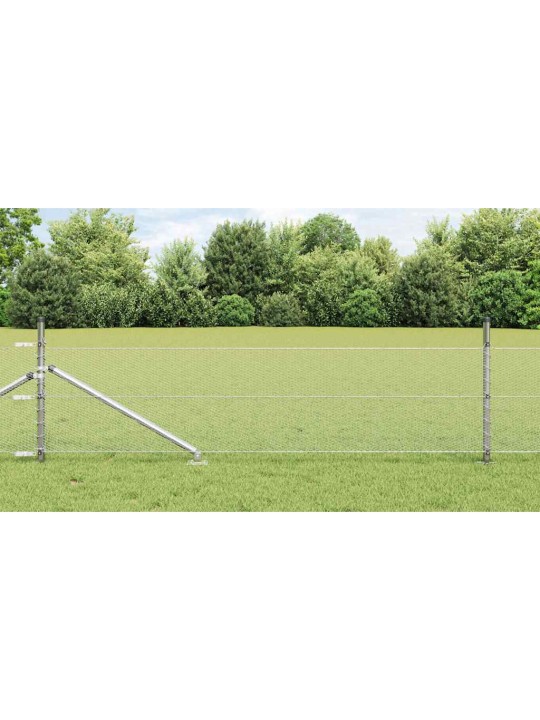 Aed koos postidega hõbedane 0.4 x 10 m pvc kaetud teras