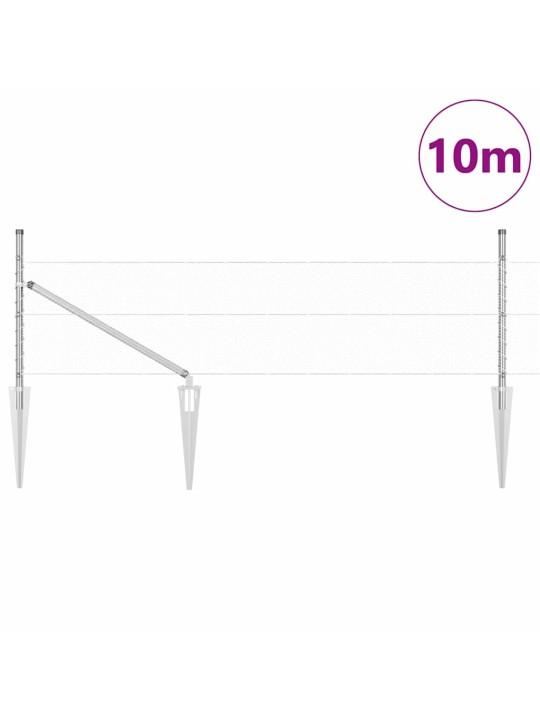 Aed koos postidega hõbedane 0.4 x 10 m pvc kaetud teras