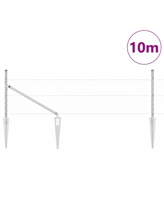 Aed koos postidega hõbedane 0.4 x 10 m pvc kaetud teras