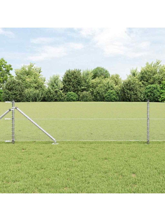 Aed koos postidega hõbedane 0.6 x 10 m pvc kaetud teras