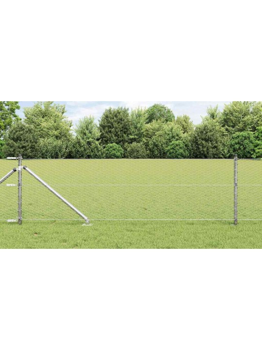 Aed koos postidega hõbedane 0.6 x 10 m pvc kaetud teras