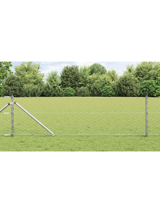 Aed koos postidega hõbedane 0.6 x 10 m pvc kaetud teras