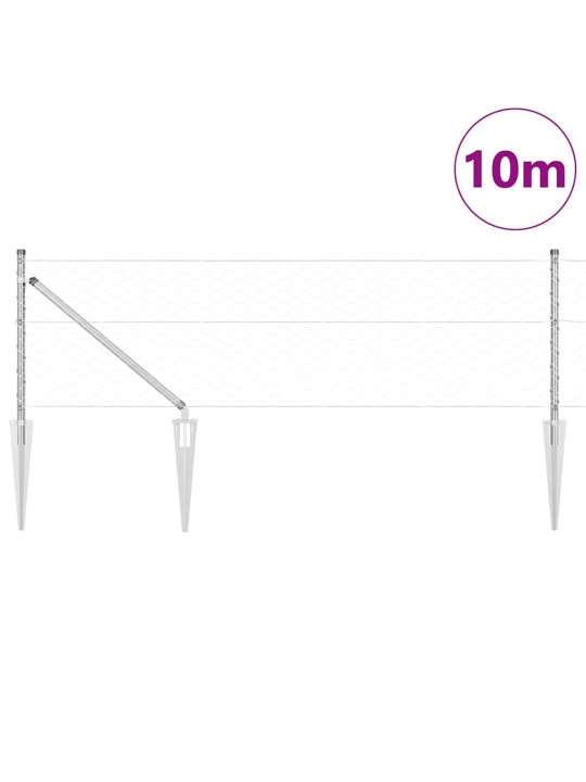 Aed koos postidega hõbedane 0.6 x 10 m pvc kaetud teras